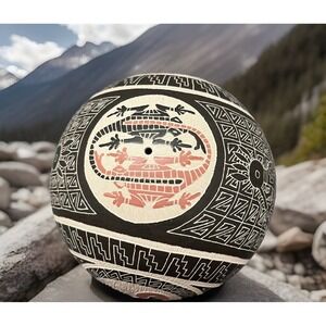 Mata Ortiz Pottery Seed Pot Efren Ledezma Storyteller Coyote Ram Kokopelli Gecko